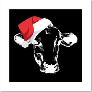 Cow Reindeer Hat Santa Funny Cow Christmas Posters and Art